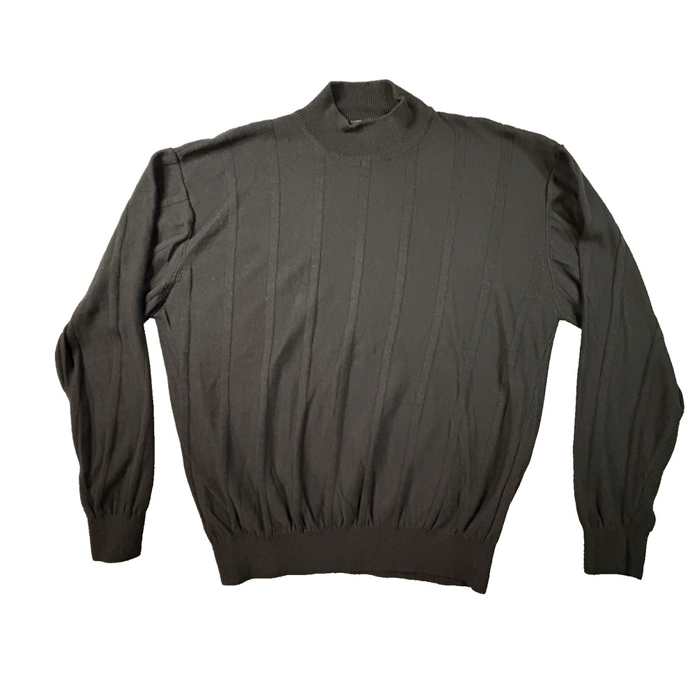 Tulliano Men's XL Black Silk Cotton LS Mock Neck Sweater Hong Kong SEE DESCRIPTI